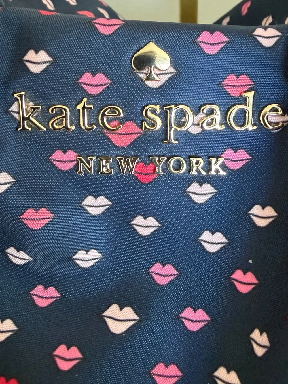 Kate Spade Watson Lane Maya Lip Print Nylon Tote Navy Multi